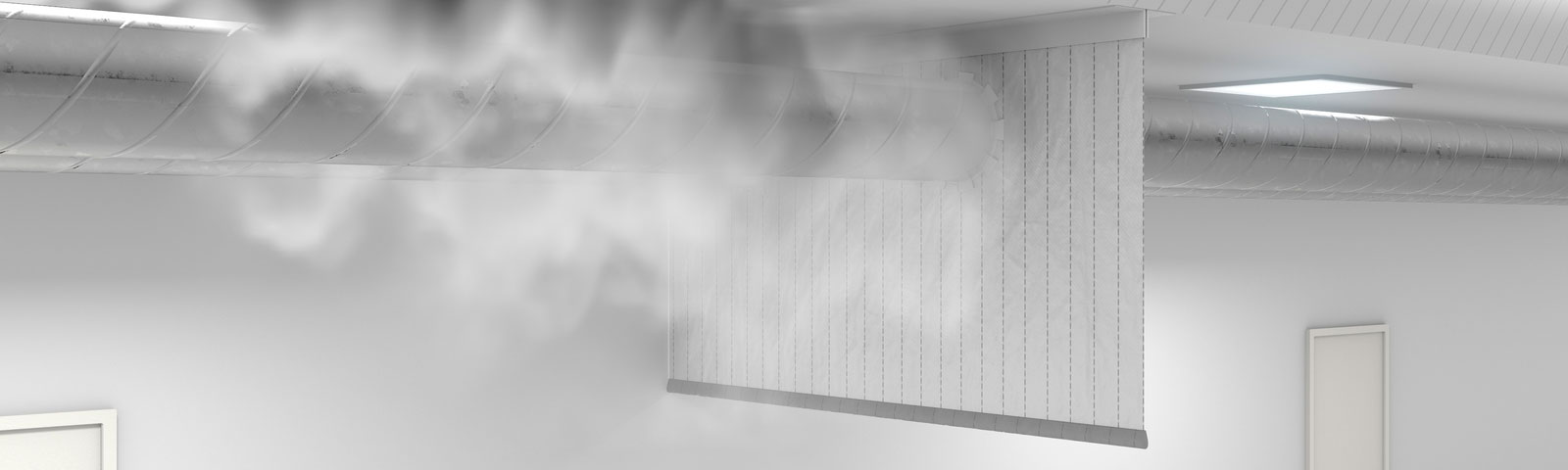 Imagem tipo mockup de funcionamento da cortina contra-fumaça