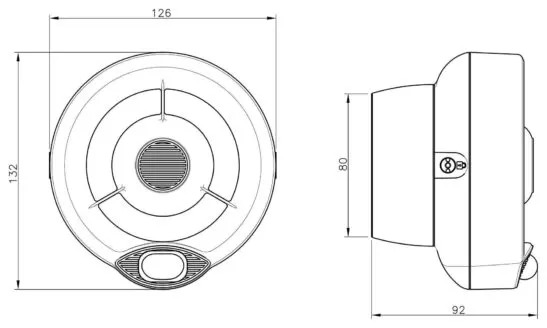 Imagem do desenho técnico da sirene de alarme de incêndio wireless