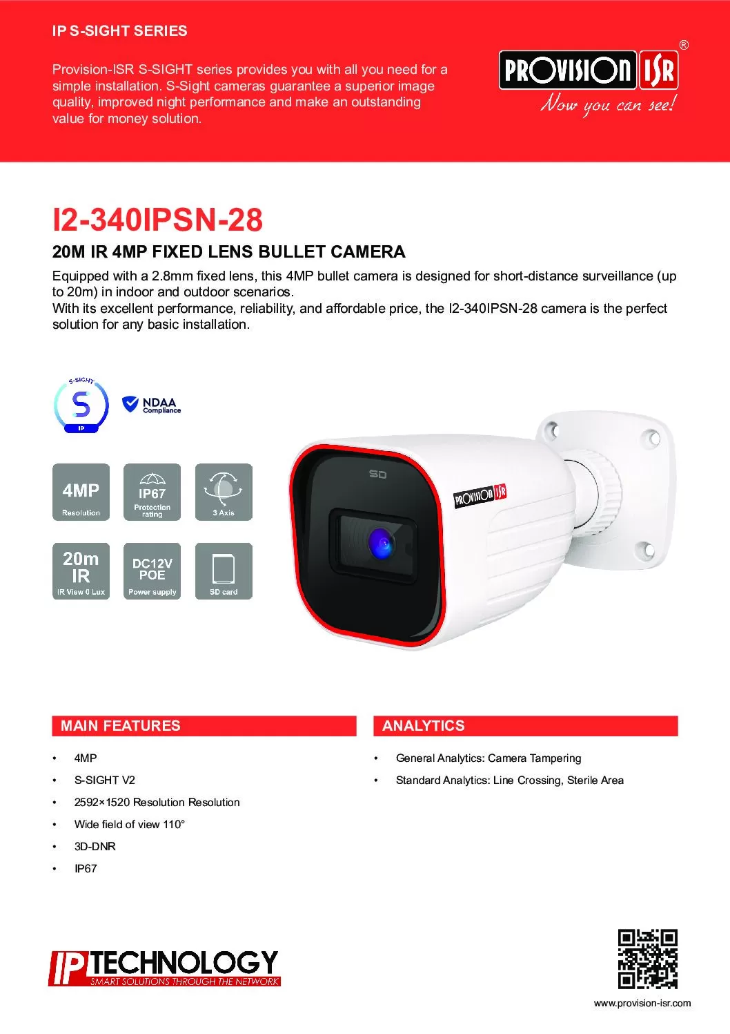 Câmera I2-340IPSN-28 - IP Bullet de Lente Fixa 20m IR 4MP - Imagem 5