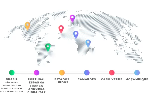 Ilustração de um Mapa que Mostram as Unidades da empresa Global América na versão Desktop